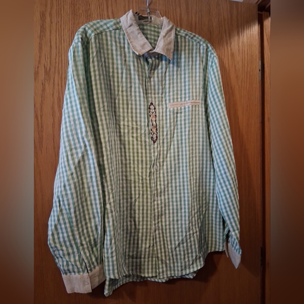 Mens Glory Star Checkered Shirt Long Sleeve Checkered XL 32 Long 23 Armpit